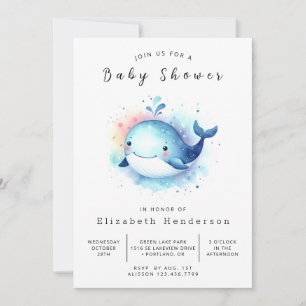 Invitation Baby shower de baleines sous-marin personnalisé