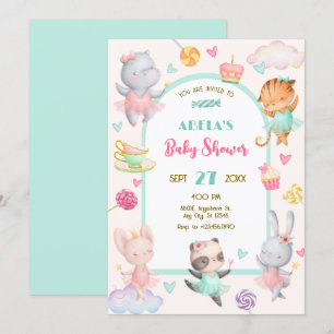 Invitation Baby shower de ballerine mignon Pastel