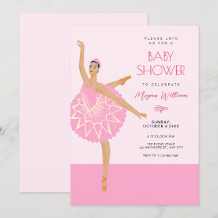 Invitation Baby shower de ballet de danse rose Ballerina