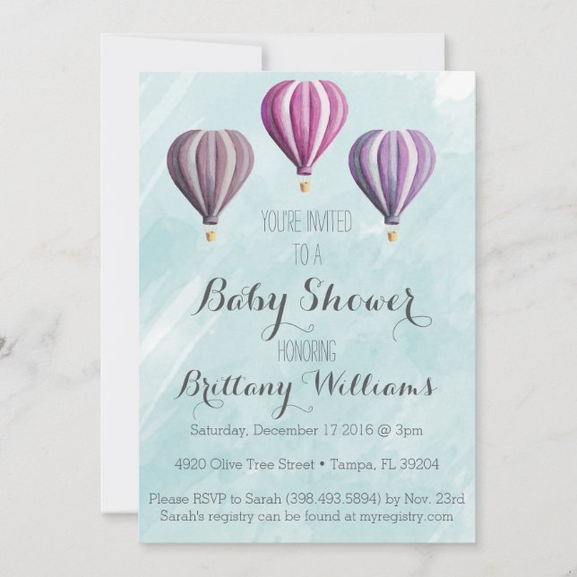 Invitation Baby shower de ballon à air chaud (Devant)