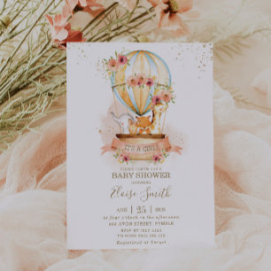 Invitation Baby shower de ballon à air chaud Jungle Animaux F