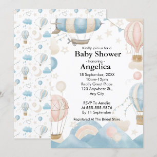 Invitation Baby shower de ballon à air chaud Water