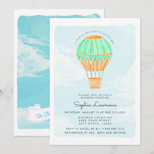 Invitation Baby shower de ballon à air chaud Watercolor