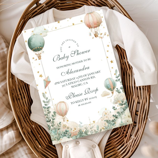 Invitation Baby shower de ballon à air chaud Whimsical (Créateur téléchargé)