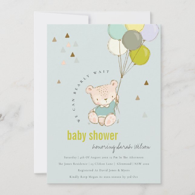 Invitation Baby shower de ballon d'attente rapide  (Devant)