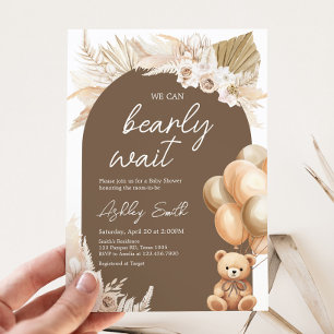 Invitation Baby shower de ballon de l'ours Boho Brown