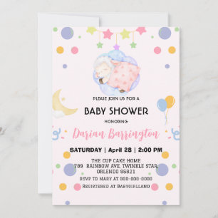 Invitation Baby shower de ballon de mouton de mûte baa-agneau
