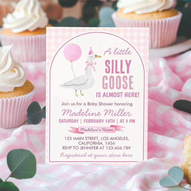 Invitation Baby shower de ballon d'oie rose (Créateur téléchargé)