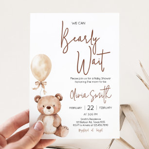 Invitation Baby shower de ballon d'ours Brown