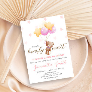 Invitation Baby shower de ballon d'ours rose