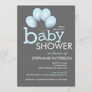 Invitation Baby shower de ballons bleu moderne