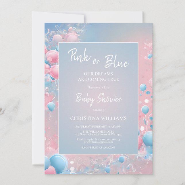 Invitation Baby shower de ballons neutres selon le sexe (Devant)