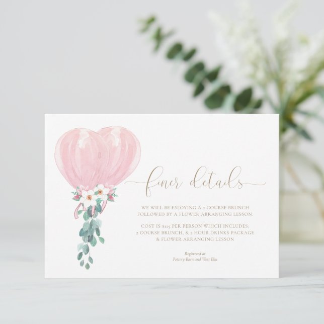 Invitation Baby shower de ballons roses - Fiche détaillée (Debout devant)