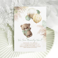 Invitation Baby shower de ballons verts de l'ours Brown Sage