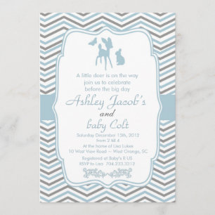 Invitation Baby shower de bambou et de lapin en bois Vintage
