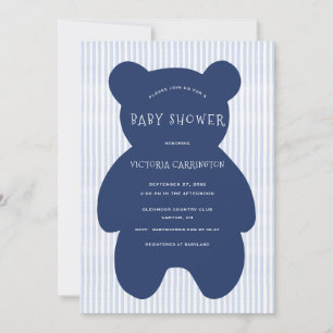 Invitation Baby shower de bande de l'ours bleu de la Marine