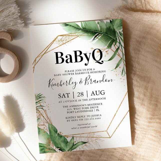 Invitation Baby shower de barbecue géométrique tropical (Créateur téléchargé)