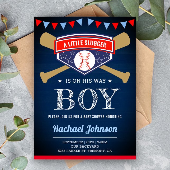 Invitation Baby shower de base-ball de base-ball de la Marine (Créateur téléchargé)