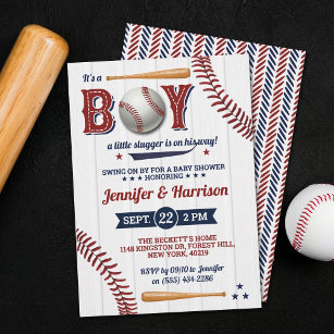 Invitation Baby shower de baseball garçons