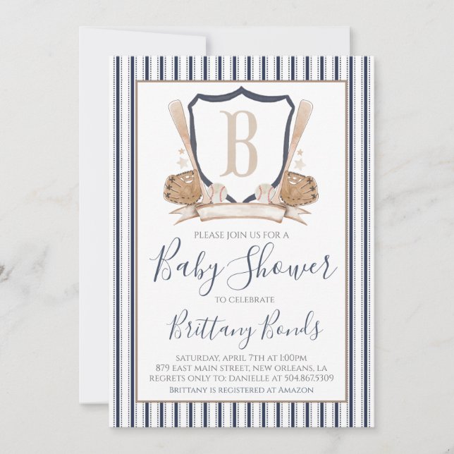 Invitation Baby shower de baseball moderne (Devant)