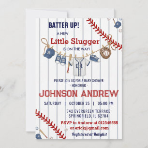 Invitation Baby Shower de baseball personnalisé Frappeur