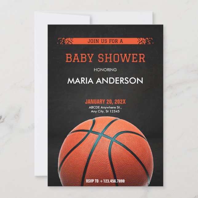 Invitation Baby shower de basket-ball (Devant)