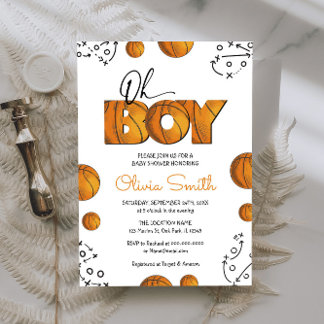 Invitation Baby shower de basket-ball rustique