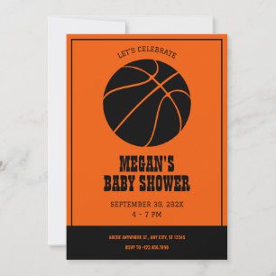 Invitation Baby shower de basket orange et noir