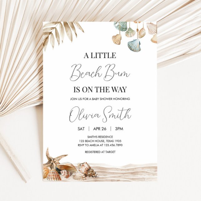Invitation Baby shower de Beach Ocean Corals (Beach Bum Ocean Tropical Corals Baby Shower Invitation)