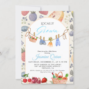 Invitation Baby shower de bébé bleu cultivé localement saupou