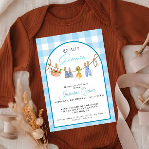 Invitation Baby shower de bébé bleu cultivé localement saupou