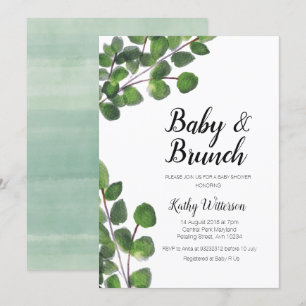 Invitation baby shower de bébé brunch vert Eucalyptus