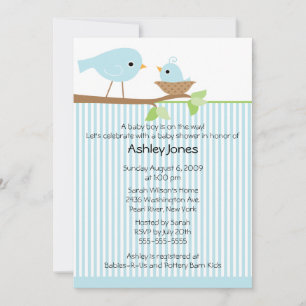 Invitation Baby shower de bébé et d'oiseau doux pour maman