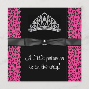 Invitation Baby shower de bébé léopard rose chaud