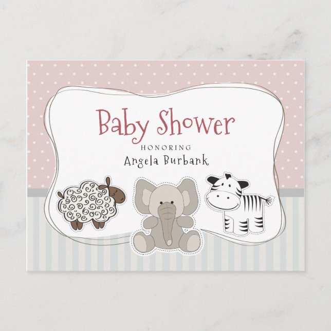 Invitation Baby shower de bébés animaux (Devant)