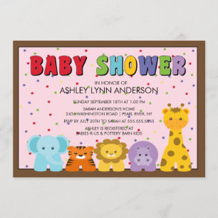 Invitation Baby shower de bébés animaux de la jung