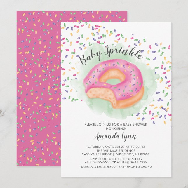 Invitation Baby shower de beigne à saupoudrer (Devant / Derrière)