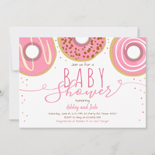 Invitation Baby shower de beigne Baby shower de noisette rose (Devant)