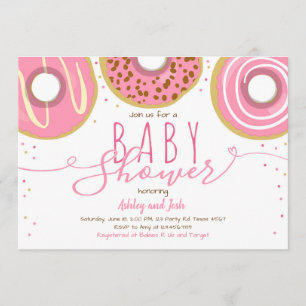 Invitation Baby shower de beignet de rose de fille de baby