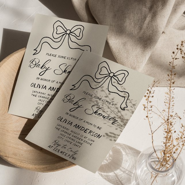 Invitation Baby shower de béquille de ruban dessiné à la main (Créateur téléchargé)