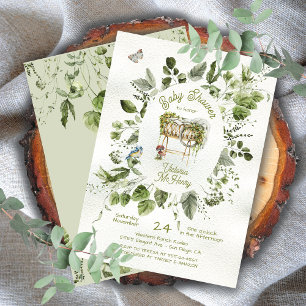 Invitation Baby shower de berceau de berceau de bois