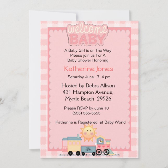 Invitation Baby shower de bienvenue du train (Devant)