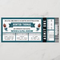 Invitation Baby shower de billet de sport, vert, g