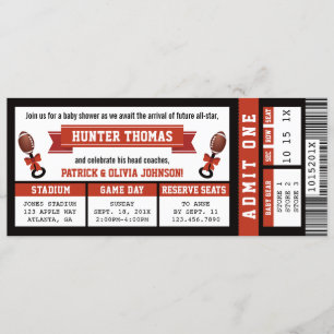 Invitation Baby shower de billets de sport, noir,