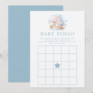 Invitation Baby shower de bingo Nautical Elephant Bear