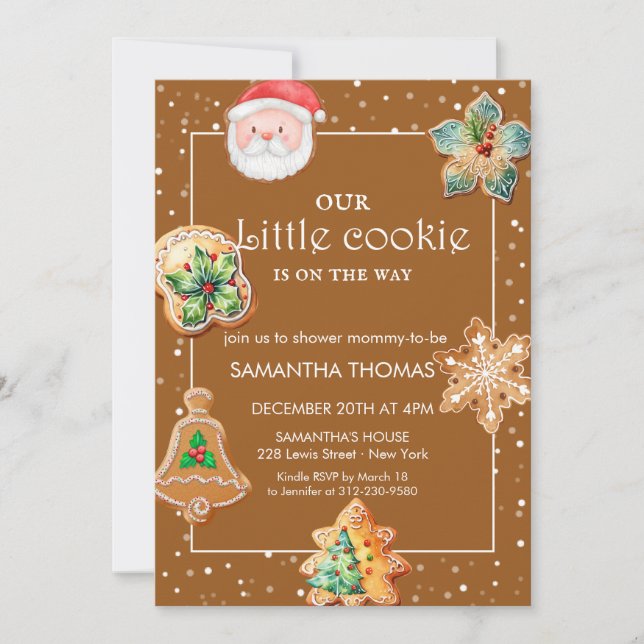 Invitation Baby shower de biscuits de Noël (Devant)