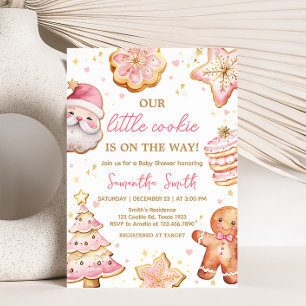 Invitation Baby shower de biscuits de Noël rose