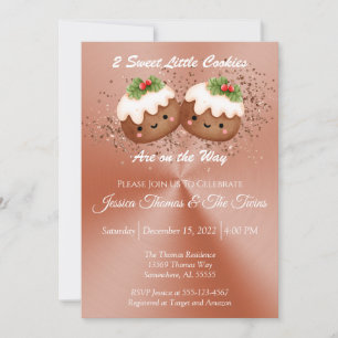 Invitation Baby shower de biscuits de Noël Twin