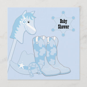 Invitation Baby shower de Black Blue Cowboy