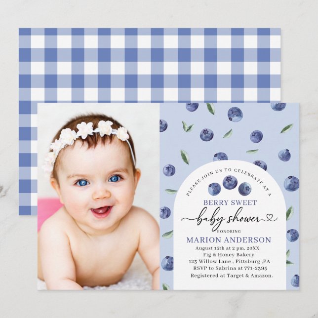 Invitation Baby shower de bleuets d'aquarelle (Devant / Derrière)